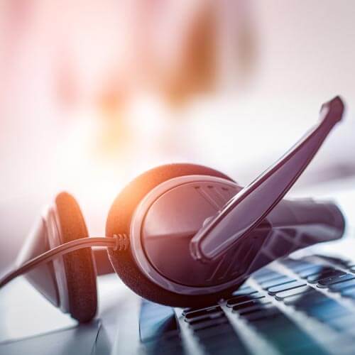 A picture of a headset on a laptop